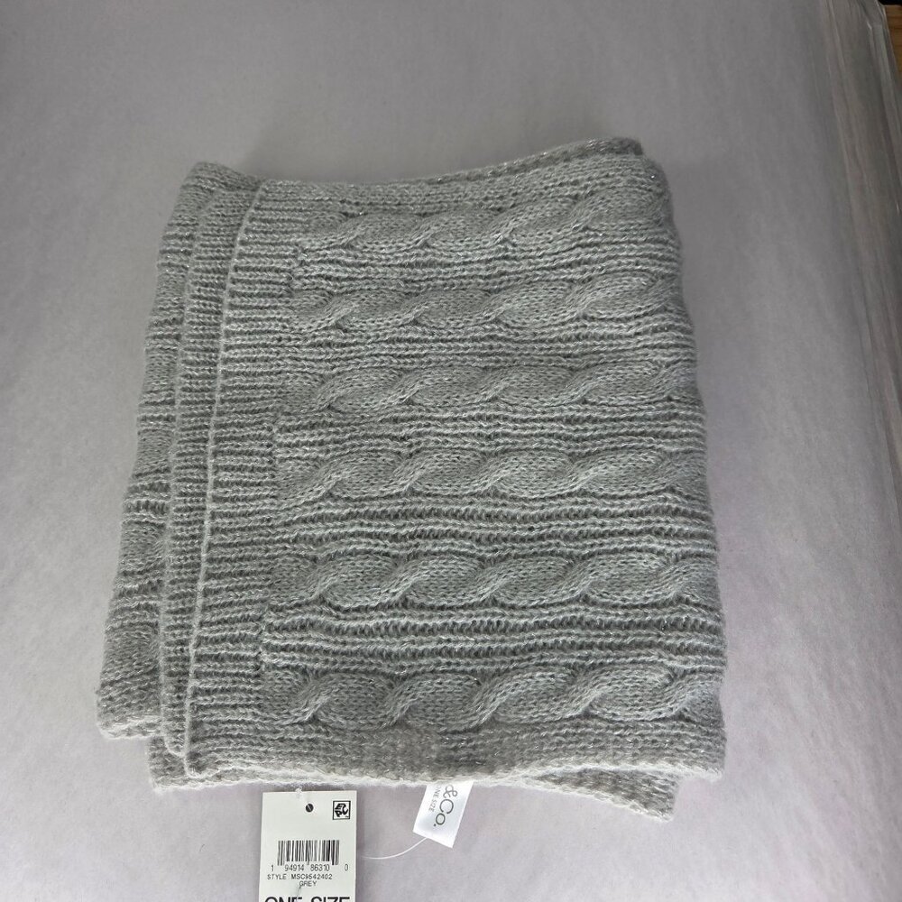 NWT Style & Co Rib Edge Shine Cable Knit Scarf - Grey, Rose, Black